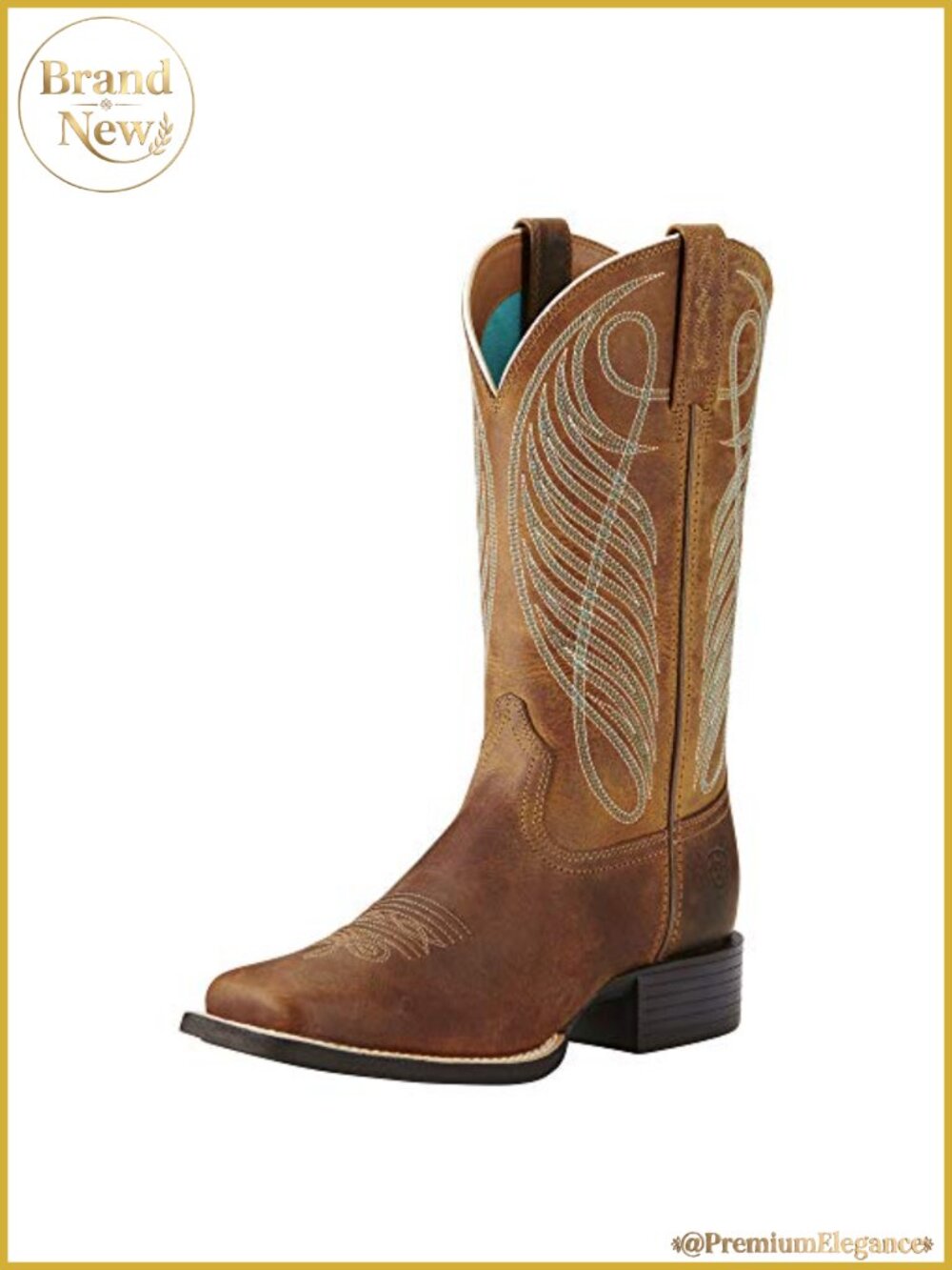 Full Grain Leather Western Boots Wide Square Toe 11" Shaft Mid-Calf
